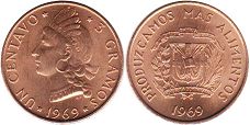 монета Доминиканская Республика 1 сентаво 1969
