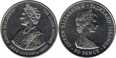 монета Фолклендские Острова 50 пенсов 1980