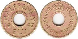 монета Фиджи 1/2 пенни 1942
