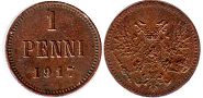 монета Финляндия 1 пенни 1917