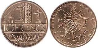 монета Франция 10 франков 1977