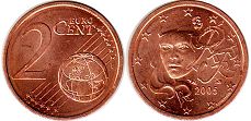 монета Франция 2 евро цента 2005