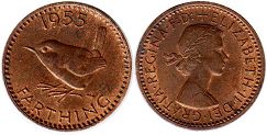 монета Великобритания фартинг 1955
