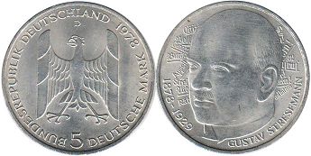 монета ФРГ 5 марок 1978