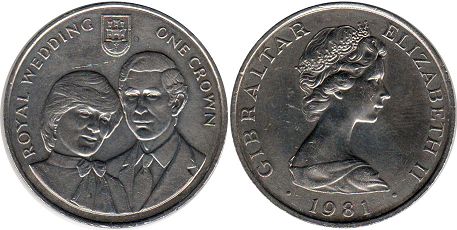 монета Гибралтар 1 крона 1981