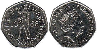 монета Великобритания 50 пенсов 2016