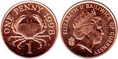 монета Гернси 1 пенни 1998