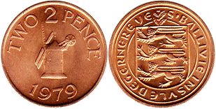монета Гернси 2 пенса 1979