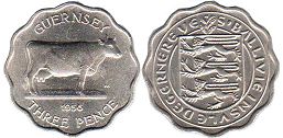 монета Гернси 3 пенса 1956