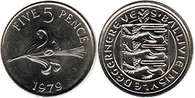 монета Гернси 5 пенсов 1979