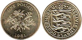 монета Гернси 1 фунт 1981
