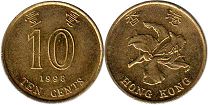 монета Гонконг 10 центов 1998
