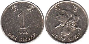 монета Гонконг 1 доллар 1994