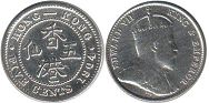 монета Гонконг 5 центов 1904