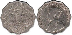 монета Британская Индия 1 анна 1935
