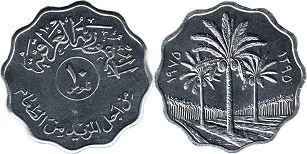 монета Ирак 10 филс 1975