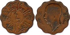 монета Ирак 4 филс 1938