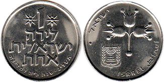 монета Израиль 1 лира 1973