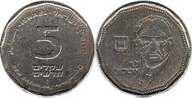монета Израиль 5 новых шекелей 1990