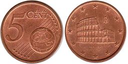 монета Италия 5 евро центов 2013