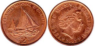 монета Мэн 2 пенса 2002