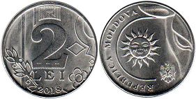 монета Молдавия 2 леи 2018
