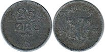 монета Норвегия 25 эре 1943