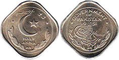 монета Пакистан 1/2 анны 1951