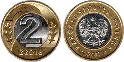 монета Польша 2 злотых 2017