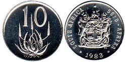 монета ЮАР 10 центов 1983