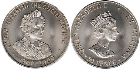 монета Святой Елены Остров 50 пенсов 2000