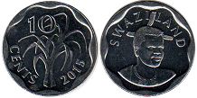 монета Свазиленд 10 центов 2015