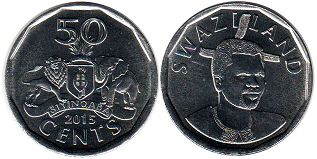 монета Свазиленд 50 центов 2015