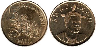 монета Свазиленд 5 эмалангени 2015