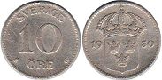 монета Швеция 10 эре 1930