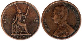 монета Таиланд Сиам 1 атт 1895