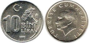 монета Турция 10000 лир 1995