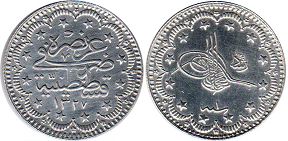 монета Турция 5 курушей 1909