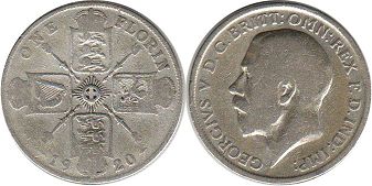 монета Великобритания 1 флорин 1920