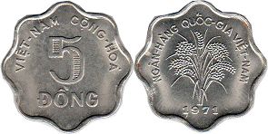 монета Южный Вьетнам 5 донг 1971