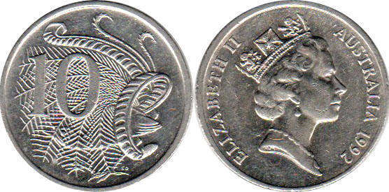 Австралия монета 10 центов 1992 Elizabeth II