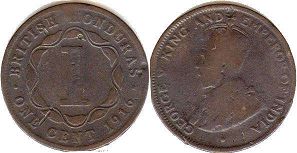 монета Британский Гондурас 1 цент 1916