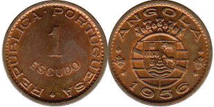 монета Ангола 1 эскудо 1956