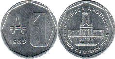 монета Аргентина 1 аустраль 1989