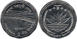 монета Бангладеш 5 така 2008