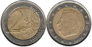 монета Бельгия 2 евро 2000