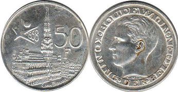 монета Бельгия 50 франков 1958
