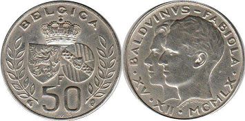 монета Бельгия 50 франков 1960