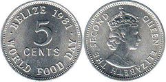 монета Белиз 5 центов 1981