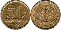 монета Бразилия 50 сентаво 1956